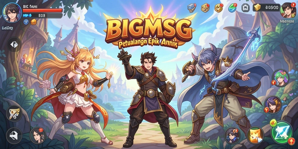 Tampilan menarik dari gameplay <strong>BIGMSG</strong> yang penuh warna dan dinamis.
