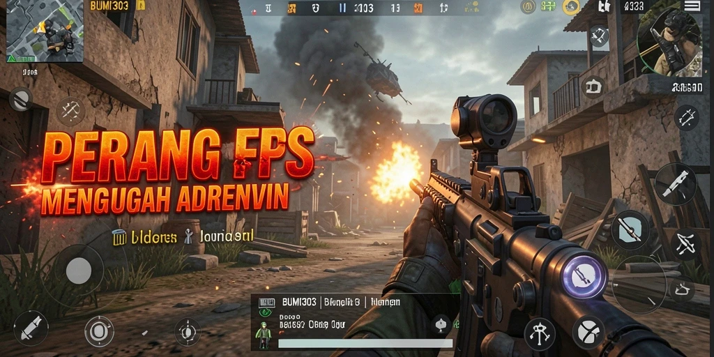 Tangkapan layar gameplay BUMI303 menunjukkan aksi tembak-menembak yang mendebarkan.