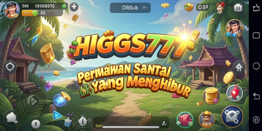 Screenshot utama HIGGS777 menunjukkan gameplay yang mengasyikkan dan penuh warna.
