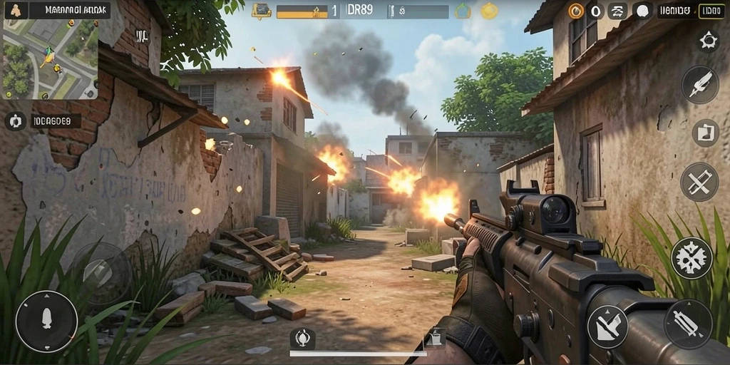Screenshot gameplay IDR89 menampilkan aksi tembak-menembak yang intens.