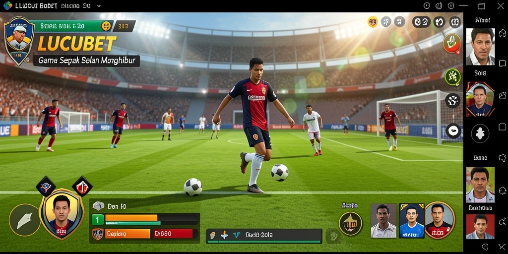 Tampilan gameplay seru LUCUBET dengan aksi sepak bola mendebarkan.