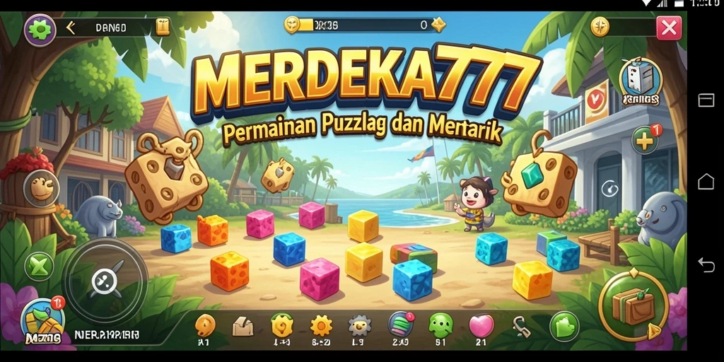 Tampilan gameplay MERDEKA777 dengan berbagai level teka-teki menarik.