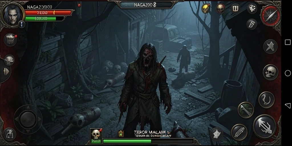 Tangkapan layar NAGA2000 menunjukkan momen mencekam saat monster mendekat.
