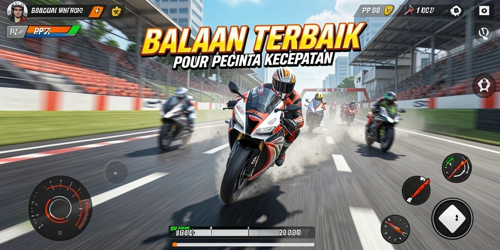Tampilan gameplay seru di balapan motor PP7.