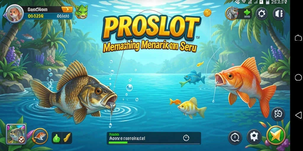 Tampilan gameplay seru dalam PROSLOT saat memancing ikan.
