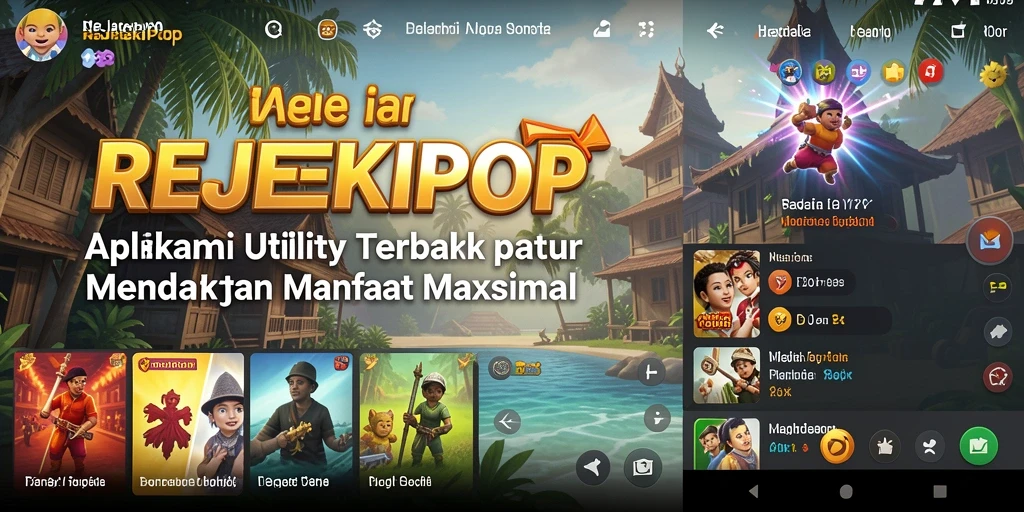 Screenshot utama aplikasi REJEKIPOP yang menunjukkan fitur-fitur bermanfaat.