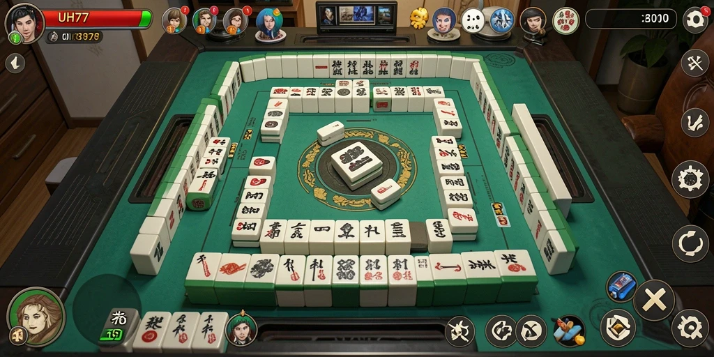 Tangkapan layar UH77 yang menunjukkan pengalaman bermain Mahjong yang mendebarkan.