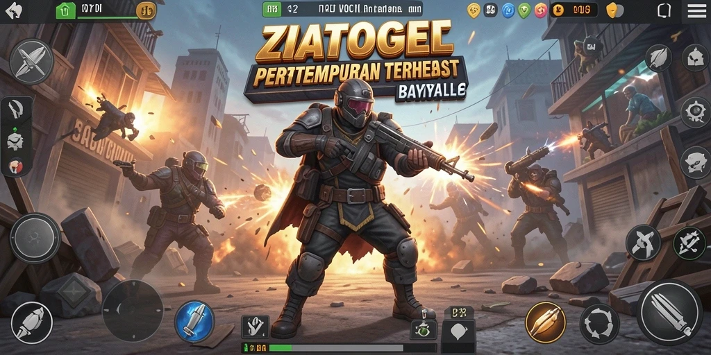 Tangkapan layar <strong>ZIATOGEL</strong> menampilkan aksi intens dalam permainan Battle Royale.